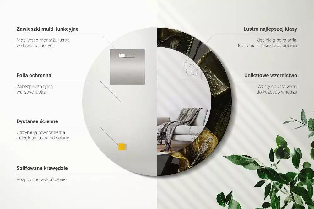 Kerek tükör fali dísz Hibiszkusz virágok