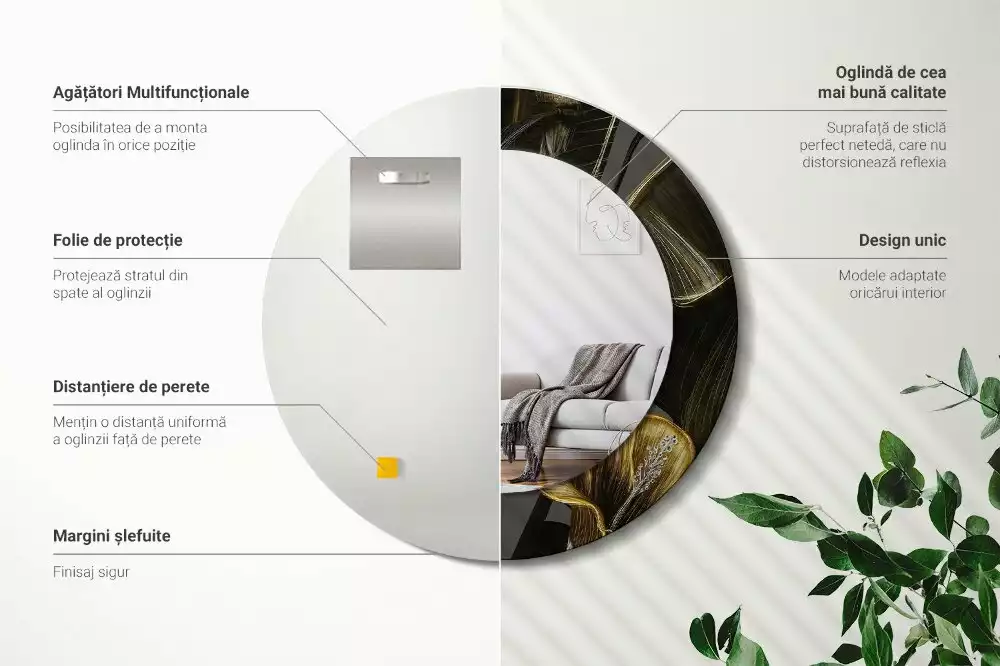 Kerek tükör fali dísz Hibiszkusz virágok