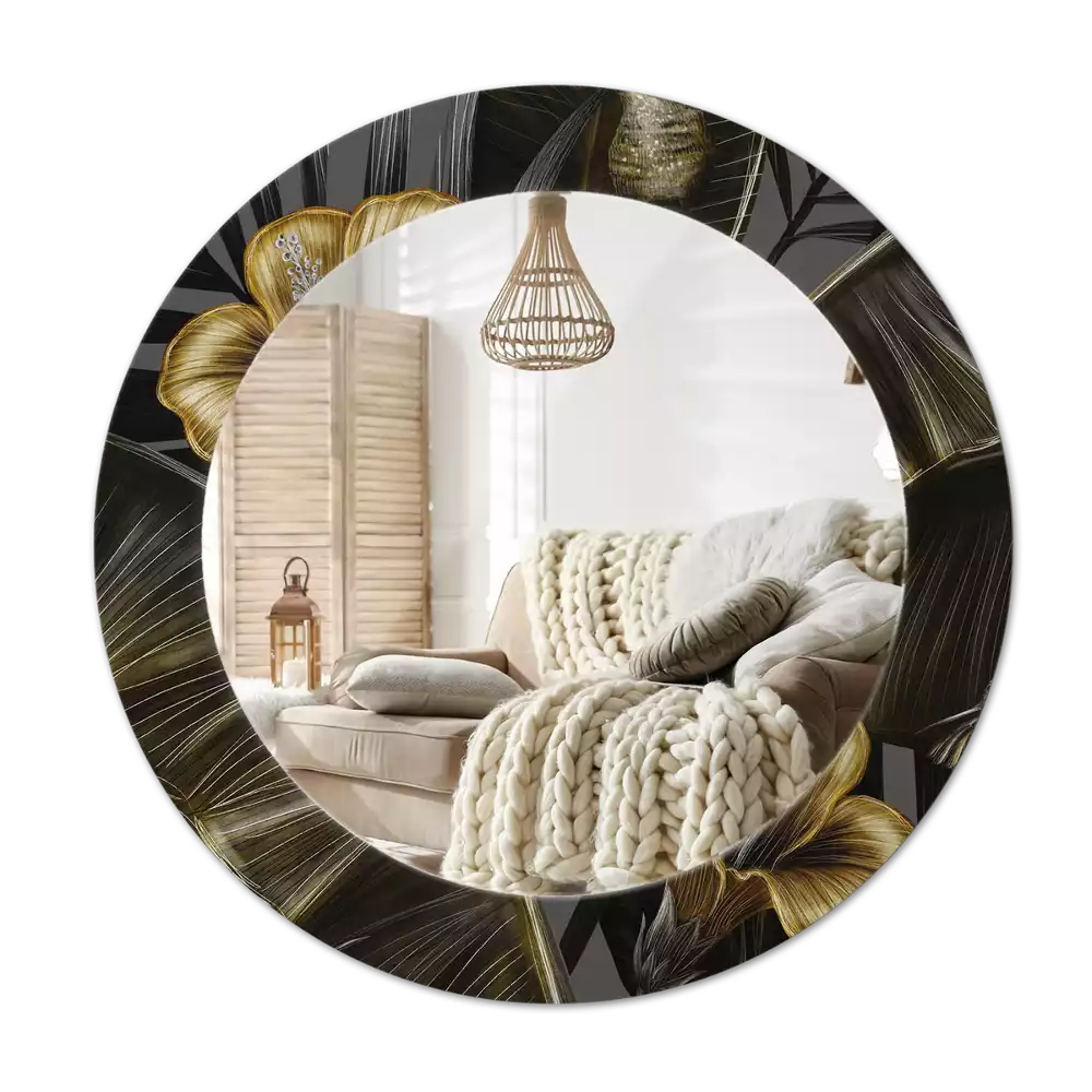 Kerek tükör fali dísz Hibiszkusz virágok