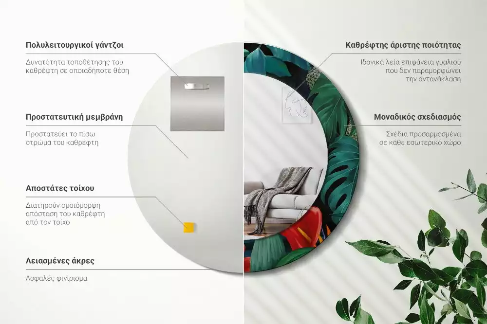 Kerek tükör fali dísz Vintage dzsungel