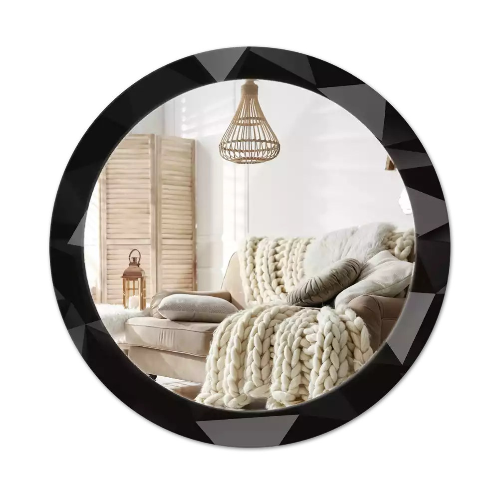 Kerek tükör fali dísz Absztrakt fekete