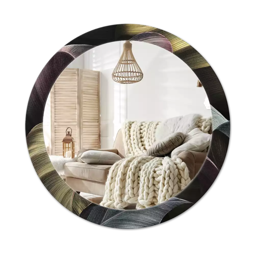 Kerek tükör fali dísz Sötét trópusi levelek