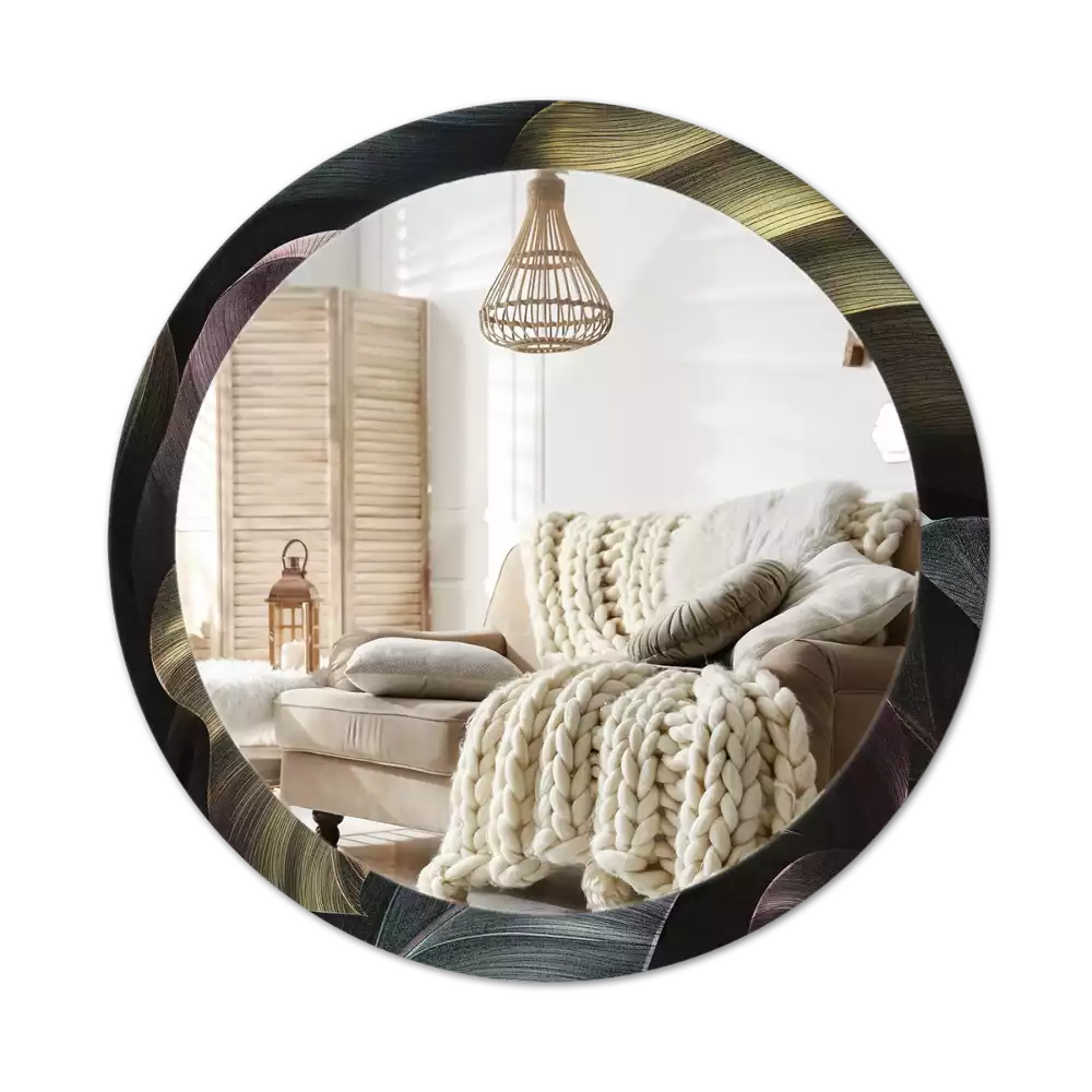 Kerek tükör fali dísz Sötét trópusi levelek