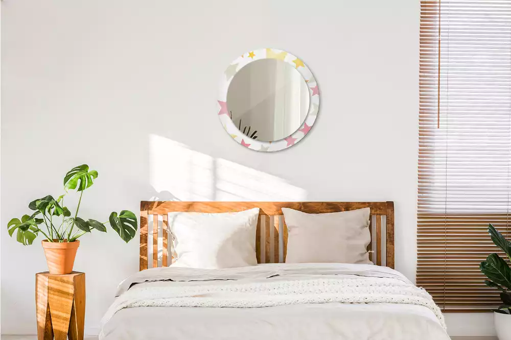 Kerek tükör fali dísz Pasztell csillagok