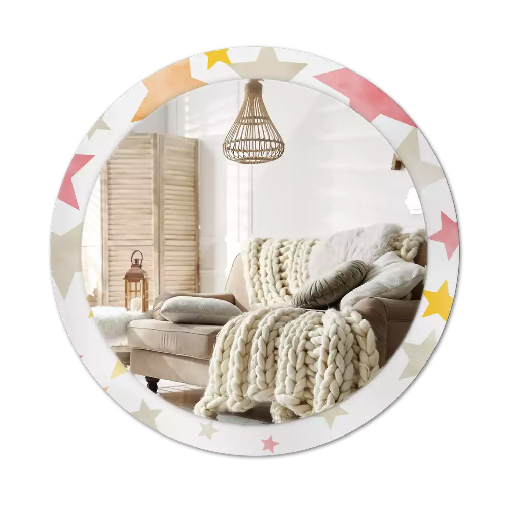 Kerek tükör fali dísz Pasztell csillagok