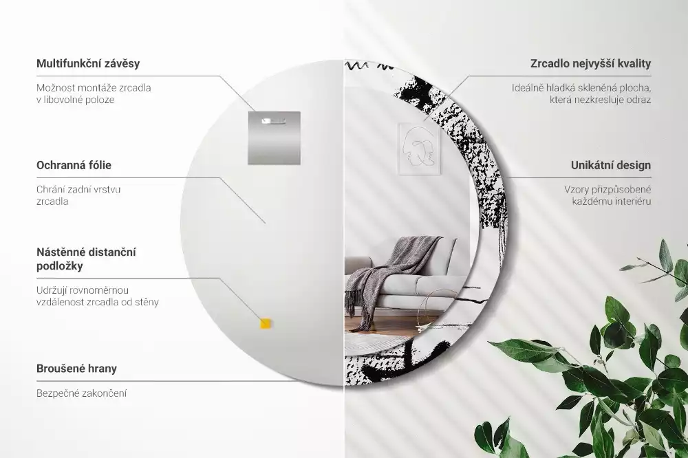 Kerek tükör fali dísz Graffiti minta