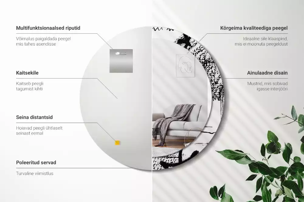 Kerek tükör fali dísz Graffiti minta