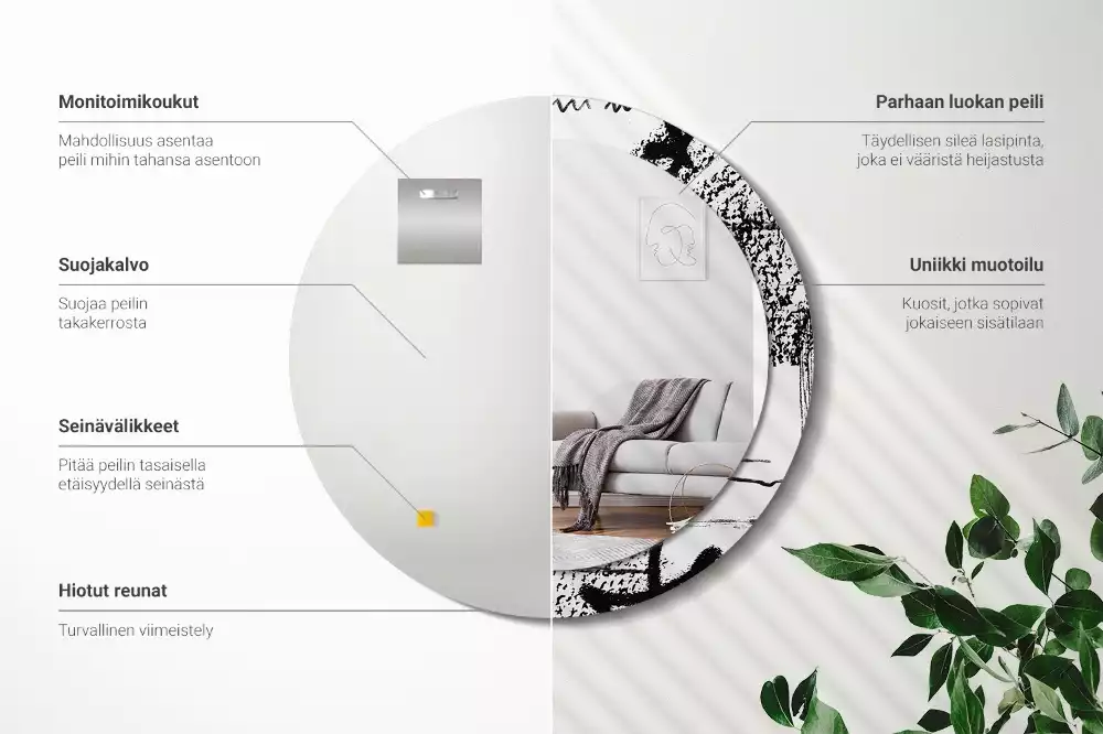 Kerek tükör fali dísz Graffiti minta