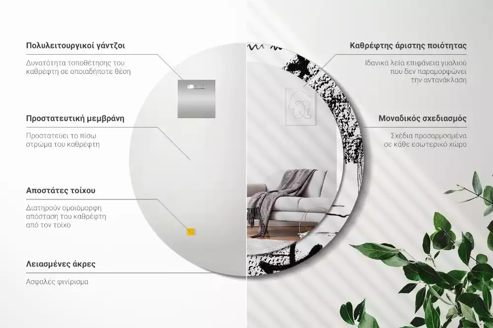 Kerek tükör fali dísz Graffiti minta