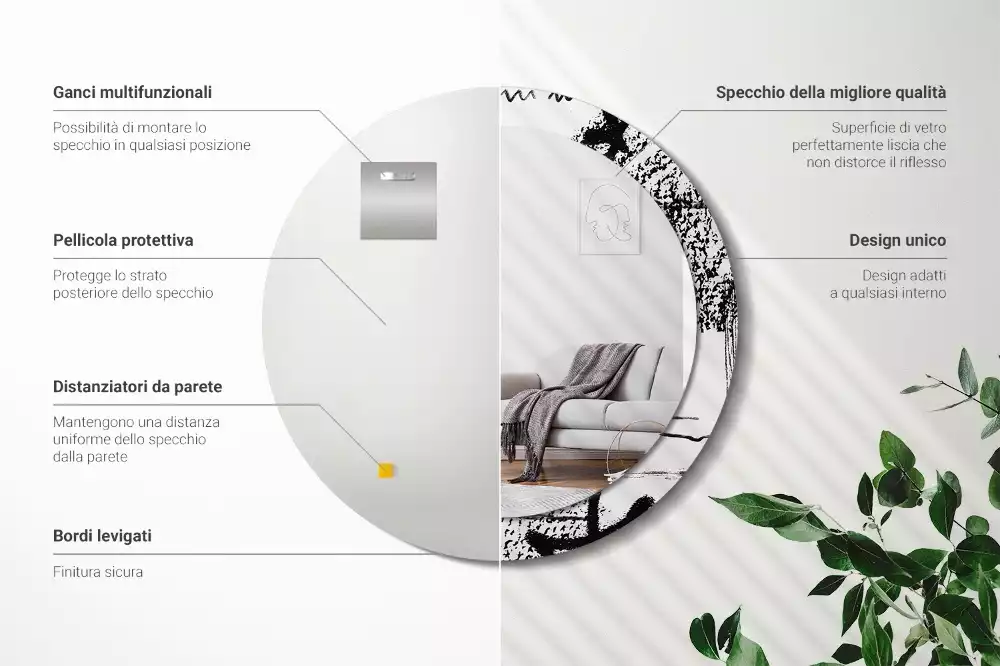 Kerek tükör fali dísz Graffiti minta