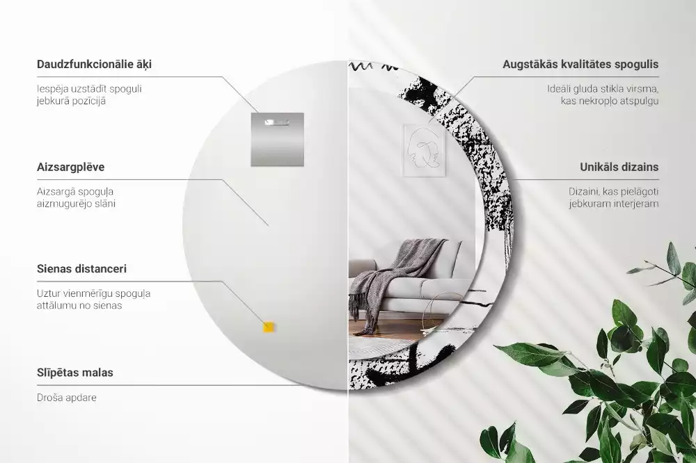 Kerek tükör fali dísz Graffiti minta