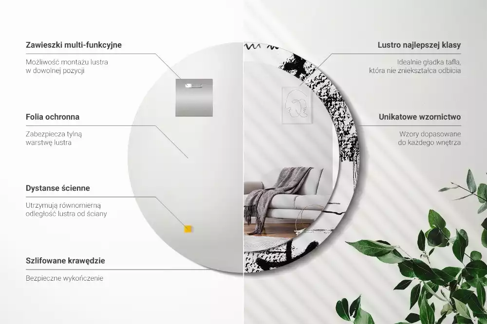 Kerek tükör fali dísz Graffiti minta