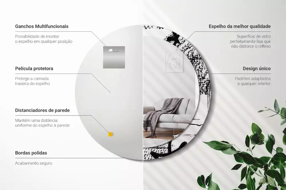 Kerek tükör fali dísz Graffiti minta