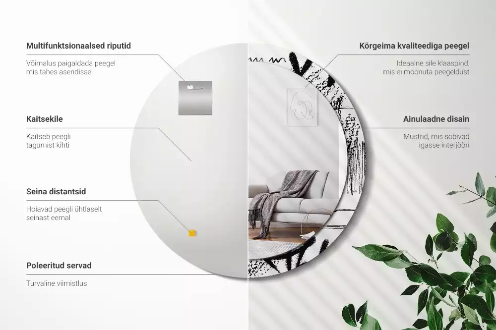 Kerek tükör fali dísz Graffiti minta