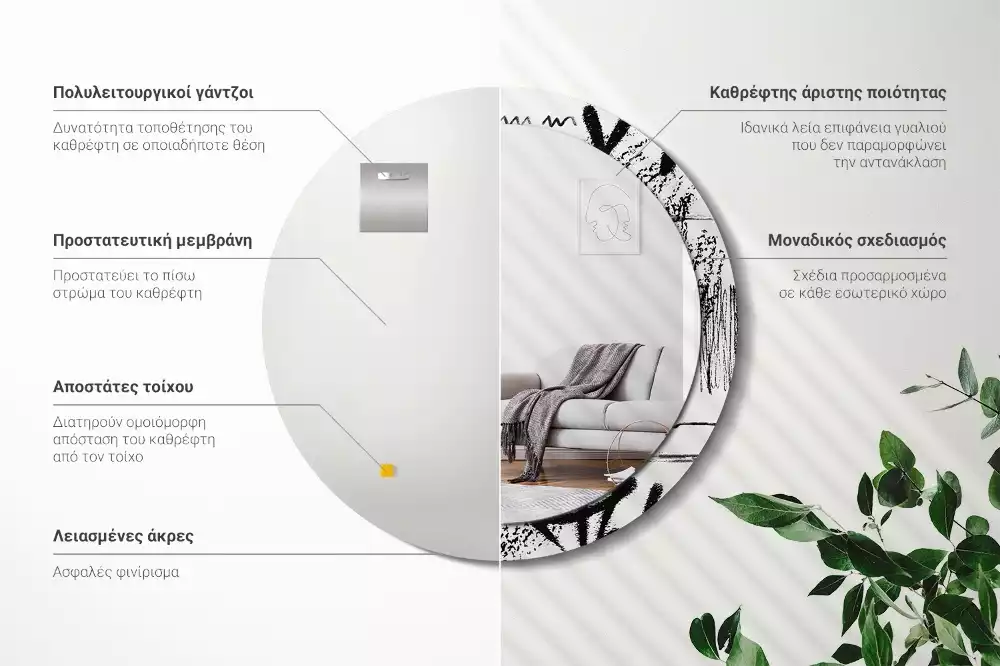 Kerek tükör fali dísz Graffiti minta