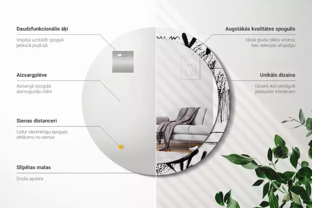 Kerek tükör fali dísz Graffiti minta