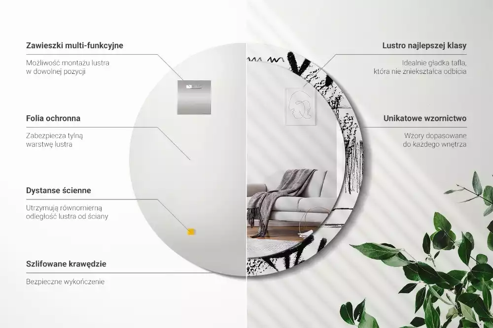 Kerek tükör fali dísz Graffiti minta