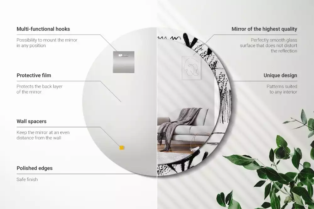 Kerek tükör fali dísz Graffiti minta