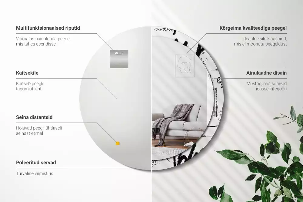 Kerek tükör fali dísz Graffiti minta