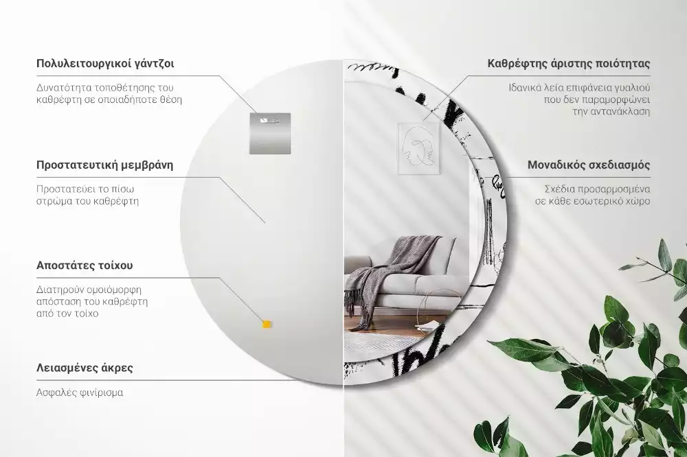 Kerek tükör fali dísz Graffiti minta