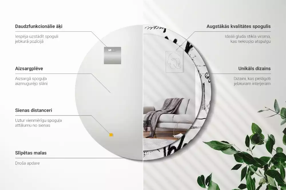 Kerek tükör fali dísz Graffiti minta