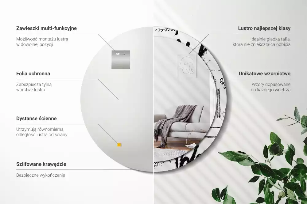 Kerek tükör fali dísz Graffiti minta