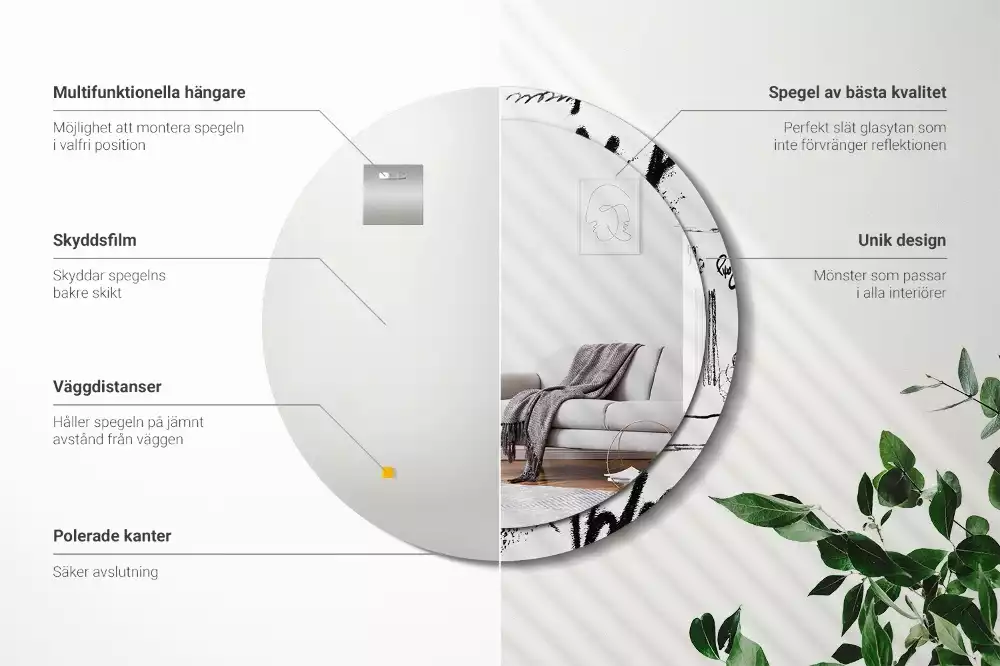 Kerek tükör fali dísz Graffiti minta