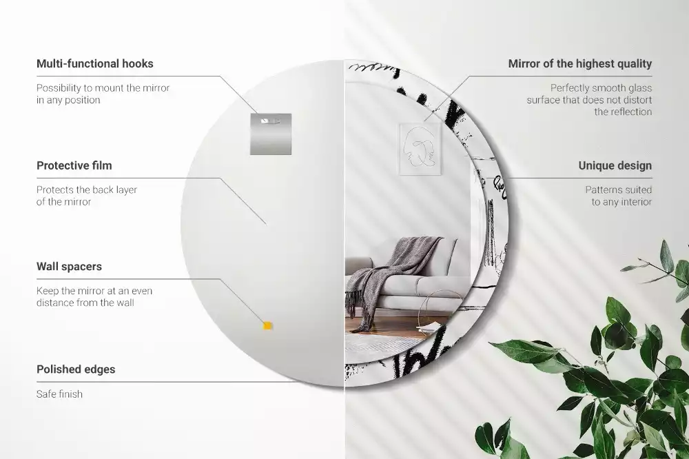 Kerek tükör fali dísz Graffiti minta