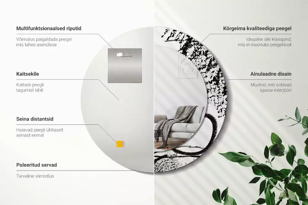 Kerek tükör fali dísz Graffiti minta