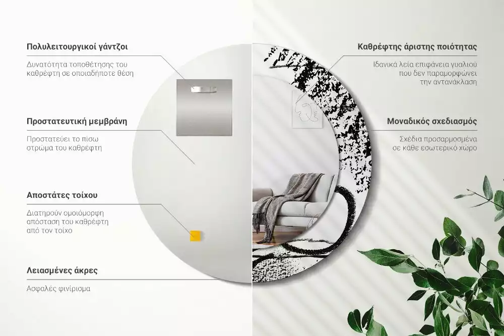 Kerek tükör fali dísz Graffiti minta