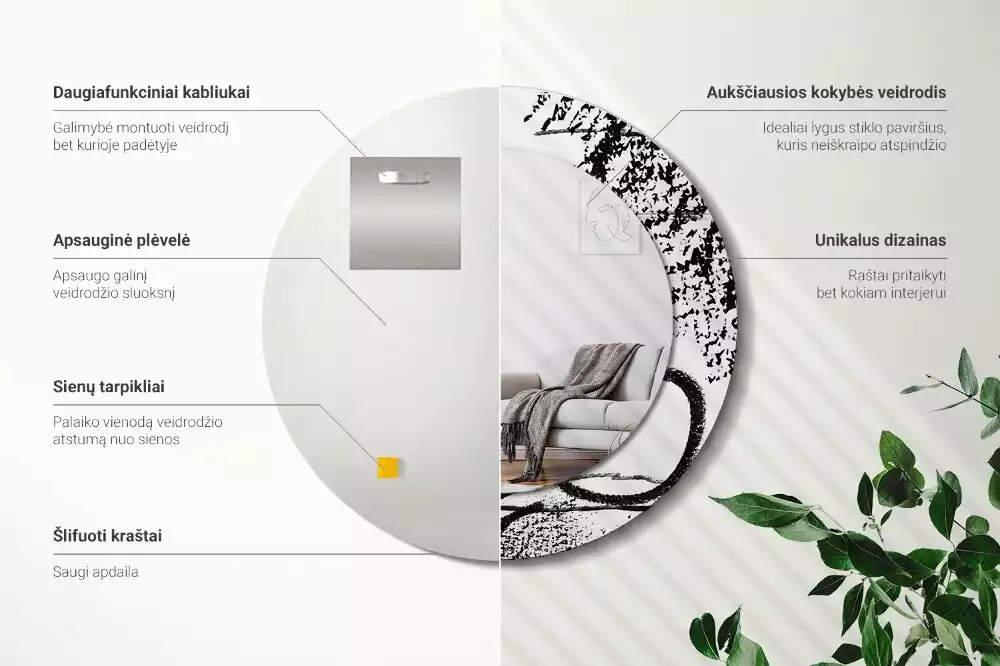 Kerek tükör fali dísz Graffiti minta