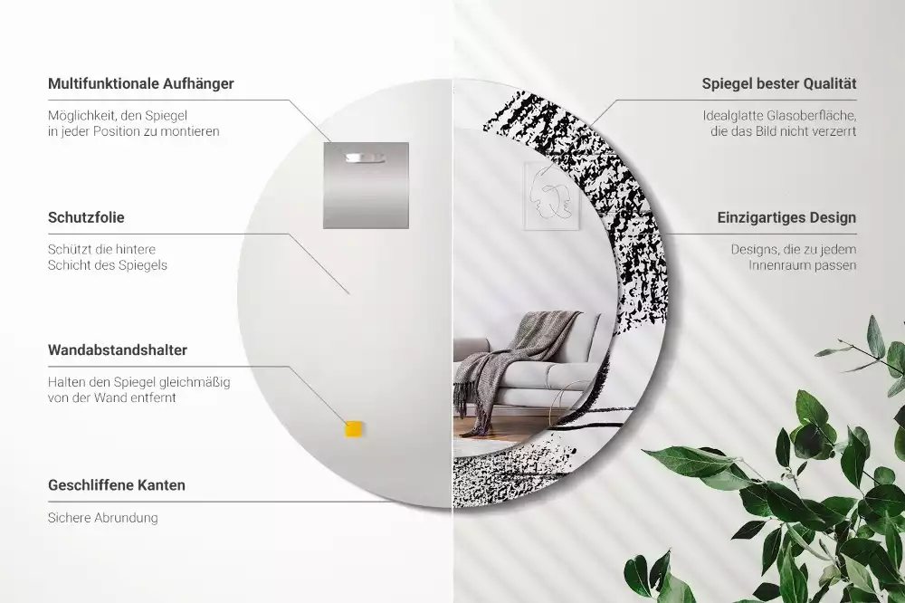 Kerek tükör fali dísz Graffiti minta