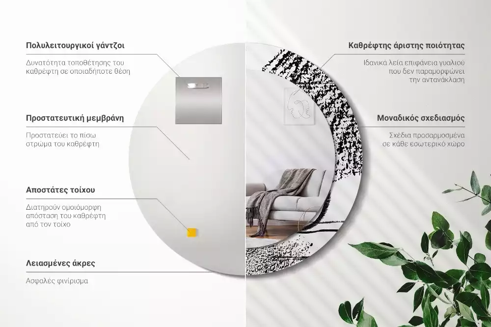 Kerek tükör fali dísz Graffiti minta