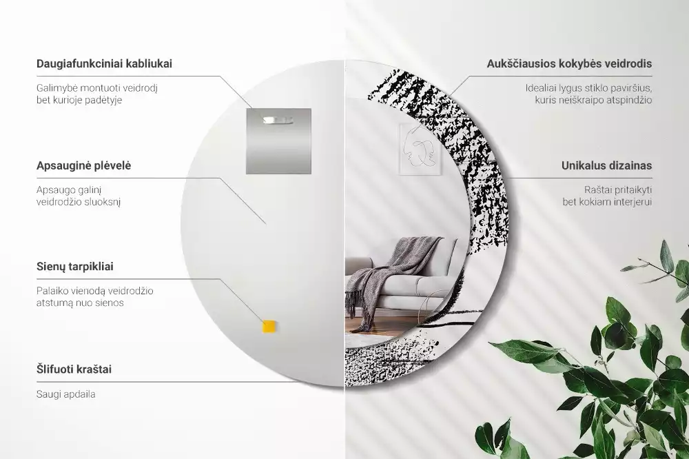 Kerek tükör fali dísz Graffiti minta