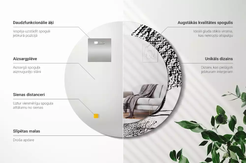 Kerek tükör fali dísz Graffiti minta