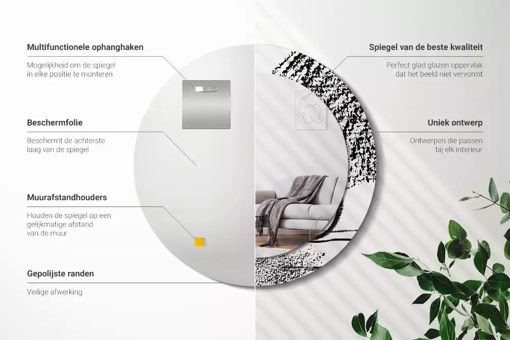 Kerek tükör fali dísz Graffiti minta