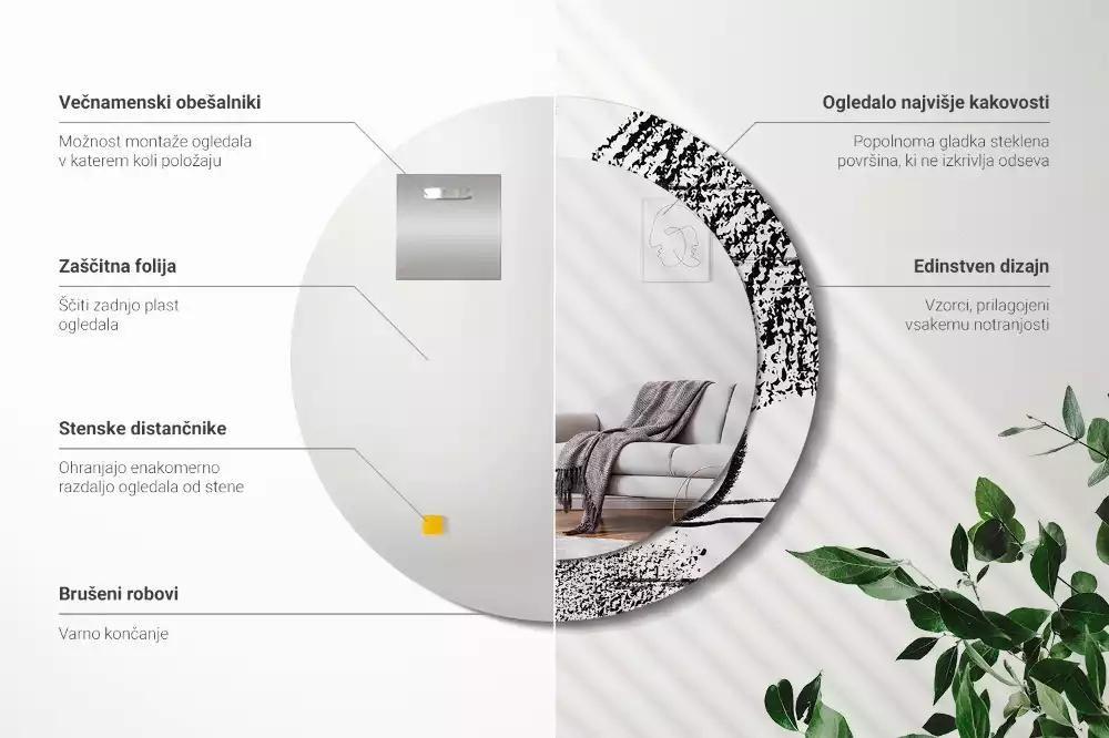 Kerek tükör fali dísz Graffiti minta