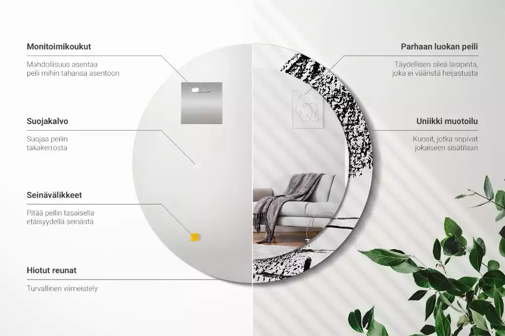 Kerek tükör fali dísz Graffiti minta