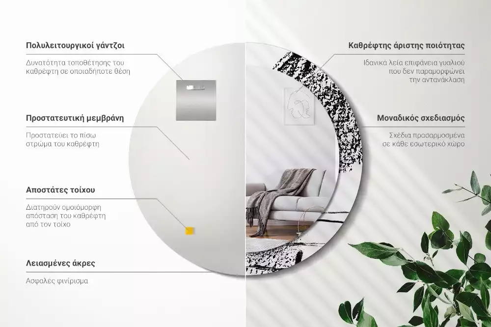 Kerek tükör fali dísz Graffiti minta