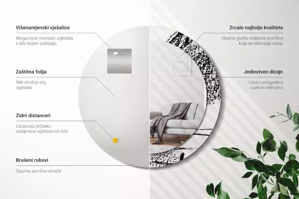 Kerek tükör fali dísz Graffiti minta