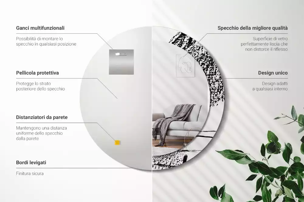 Kerek tükör fali dísz Graffiti minta