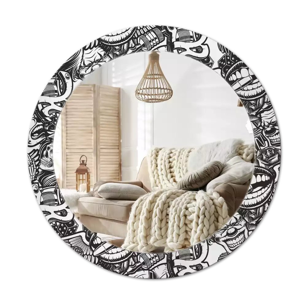 Kerek tükör fali dísz Graffitis bohócok