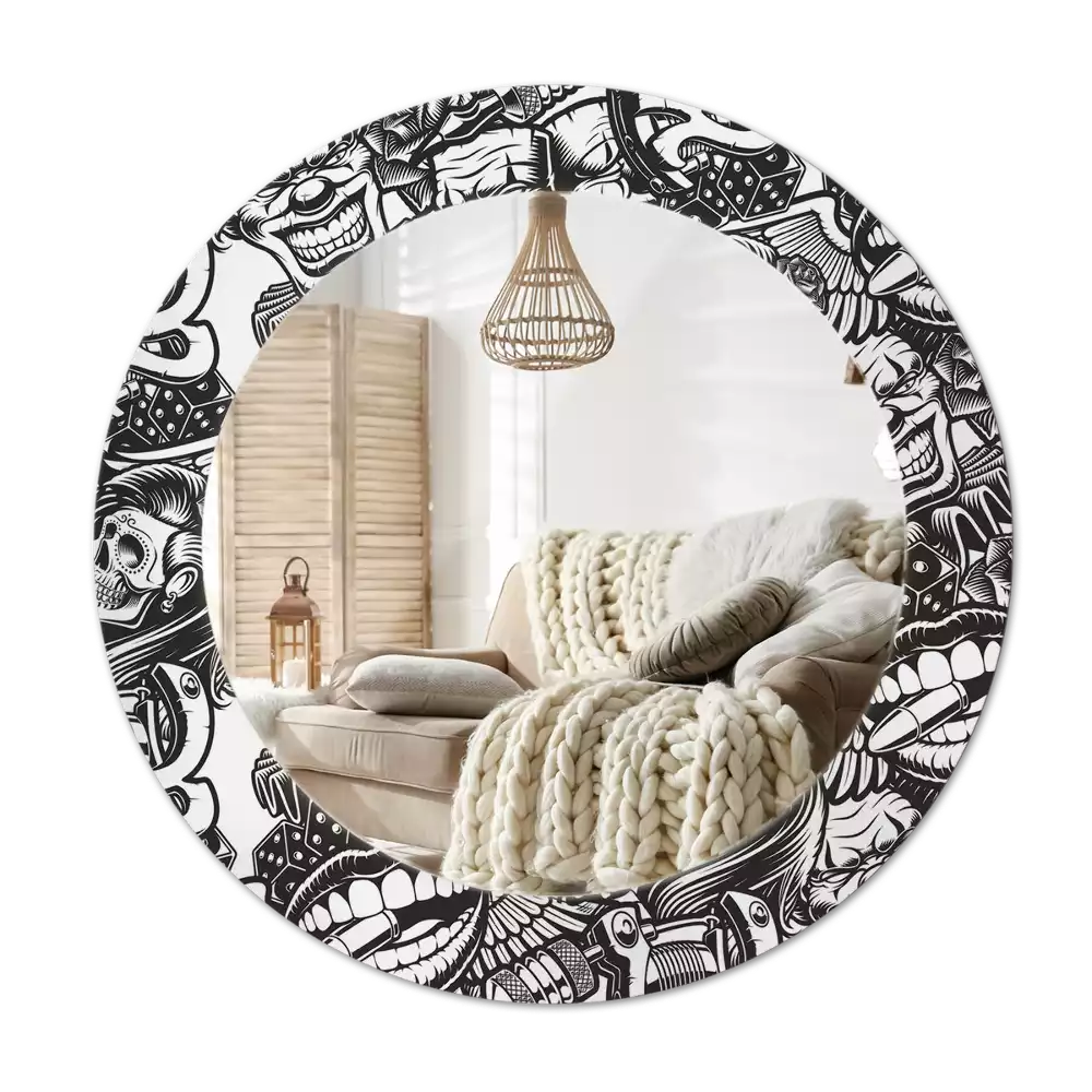 Kerek tükör fali dísz Graffitis bohócok