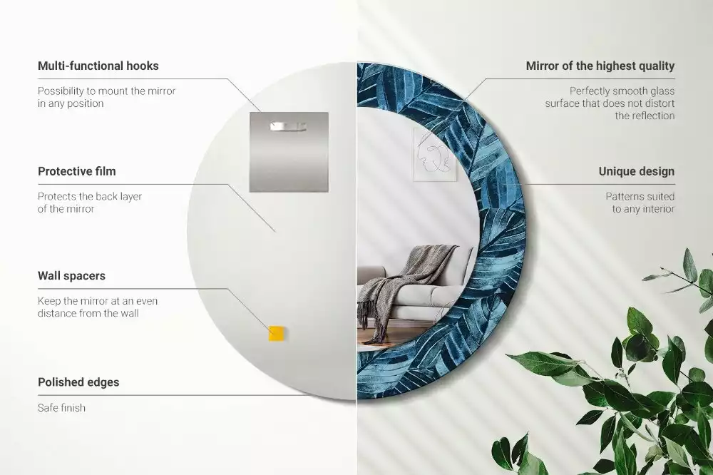 Kerek tükör fali dísz Dzsungel levelei