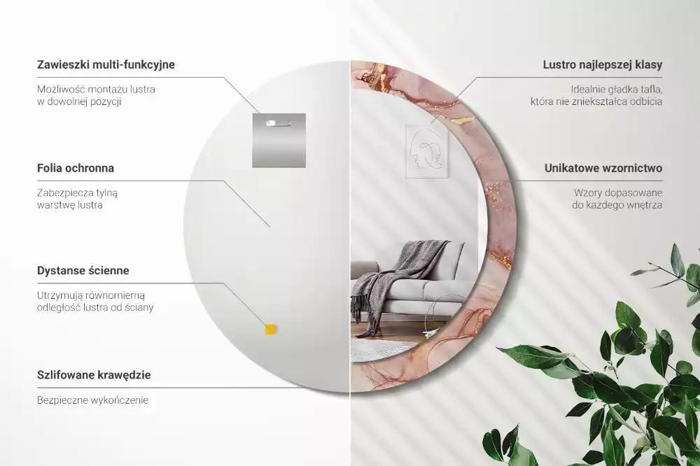 Kerek tükör fali dísz Absztrakt folyadék