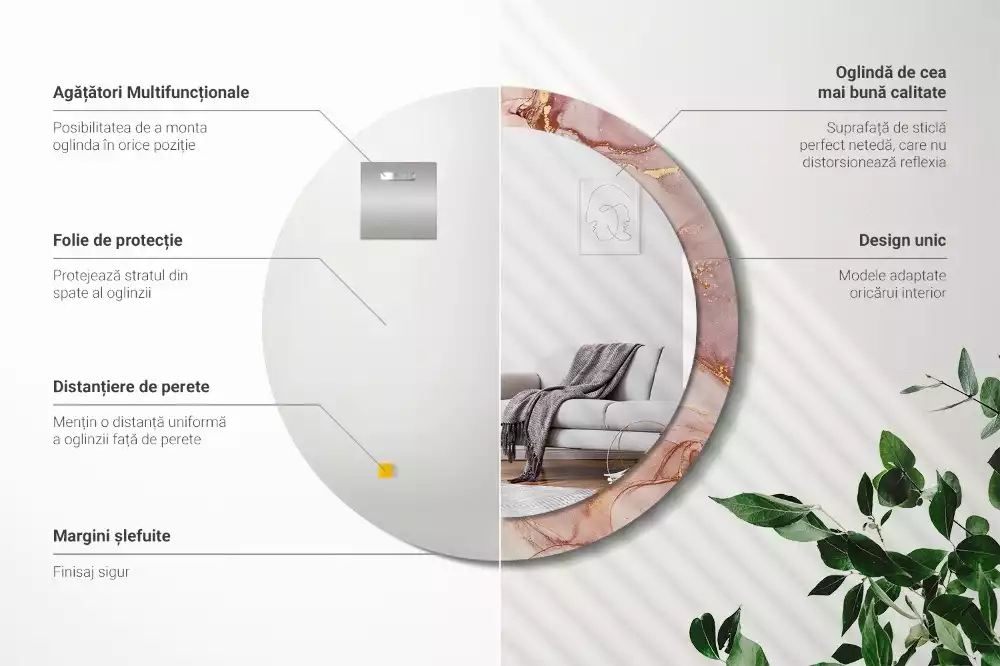 Kerek tükör fali dísz Absztrakt folyadék