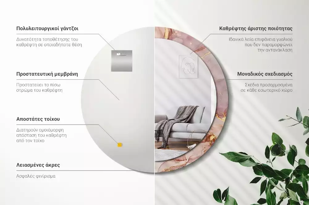 Kerek tükör fali dísz Absztrakt folyadék