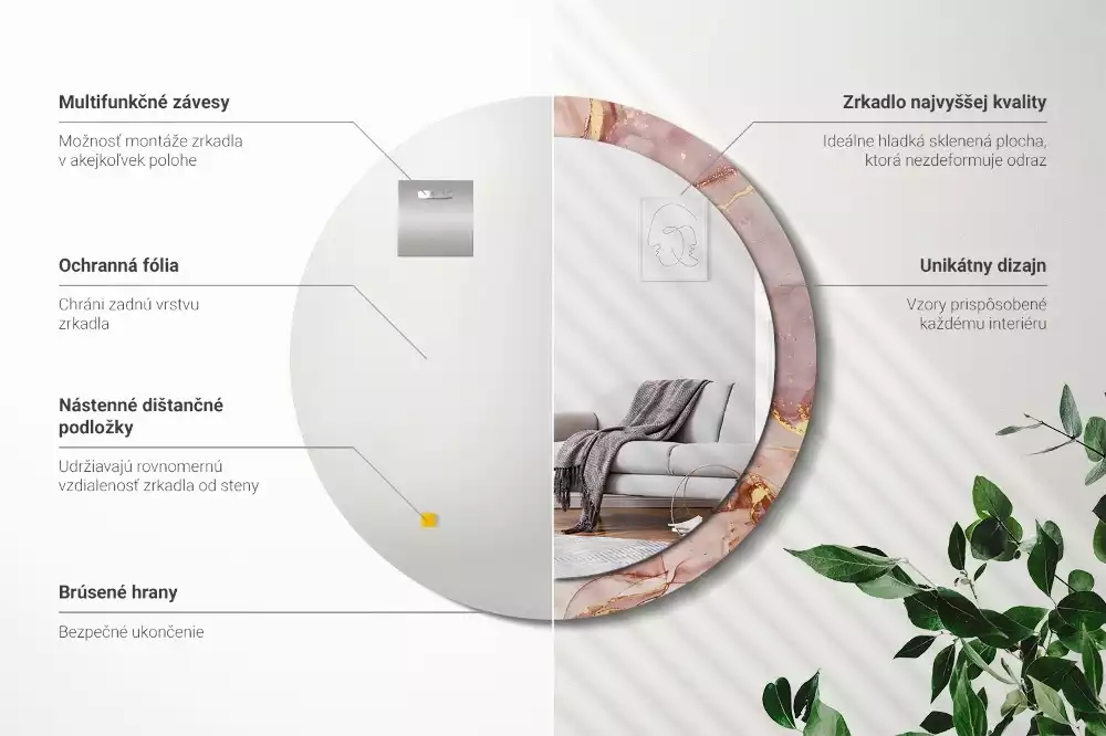 Kerek tükör fali dísz Absztrakt folyadék