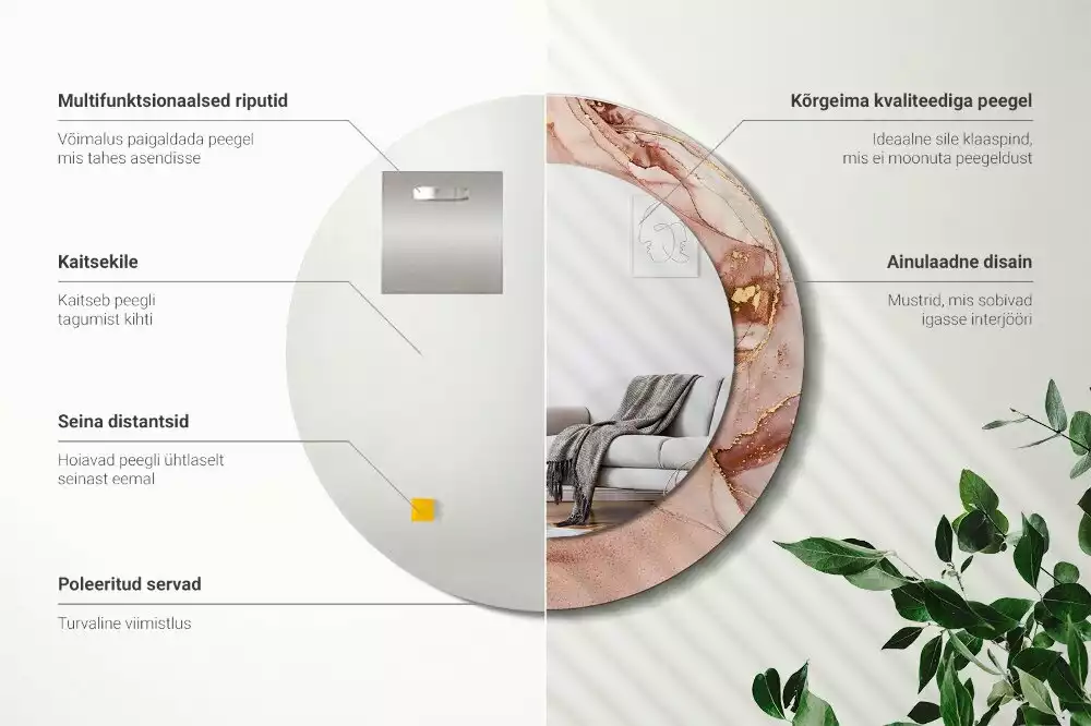 Kerek tükör fali dísz Absztrakt folyadék