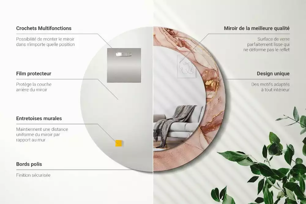 Kerek tükör fali dísz Absztrakt folyadék